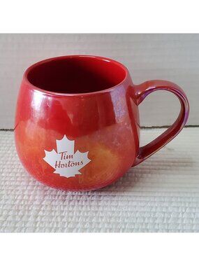 Tim Hortons Canada Iridescent 2020 Maple Leaf Ceramic Coffee Mug Red 12oz